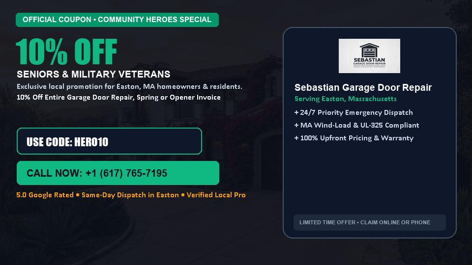 10% OFF Senior, Military & First Responder Discount in Easton, MA - Sebastian Garage Door Repair